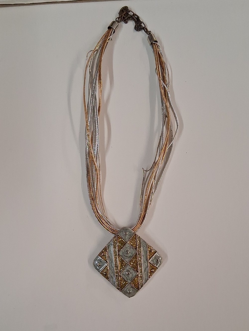 Multistrand Gold & Silver Pendant Necklace